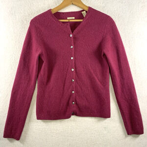 VTG Womens Cashmere Button Sweater Sz S Fuscia Coquette Old Money Hong Kong Soft